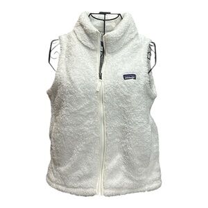 Patagonia Los Gatos Pink Fleece Vest Girls XL (14) White Full Zip Pockets